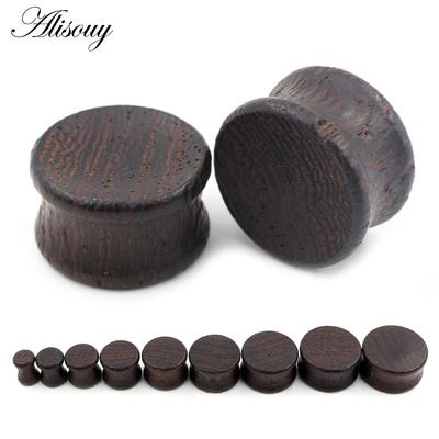 Alisouy 2 adet 6-22mm Ahşap Çift Flared Kulak Genişletici Eti Tünelleri Fişler Göstergeler Sedye Genişletici Küpe Vücut piercing Takı