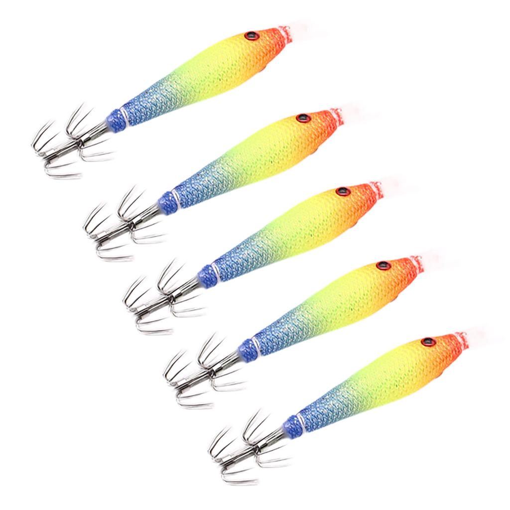 5Pcs Fishing Squid Jigs Saltwater Fishing Lures Squid Jigs Hook Soft Fishing Lures Luminously Blowing Tube Shrimp Lures