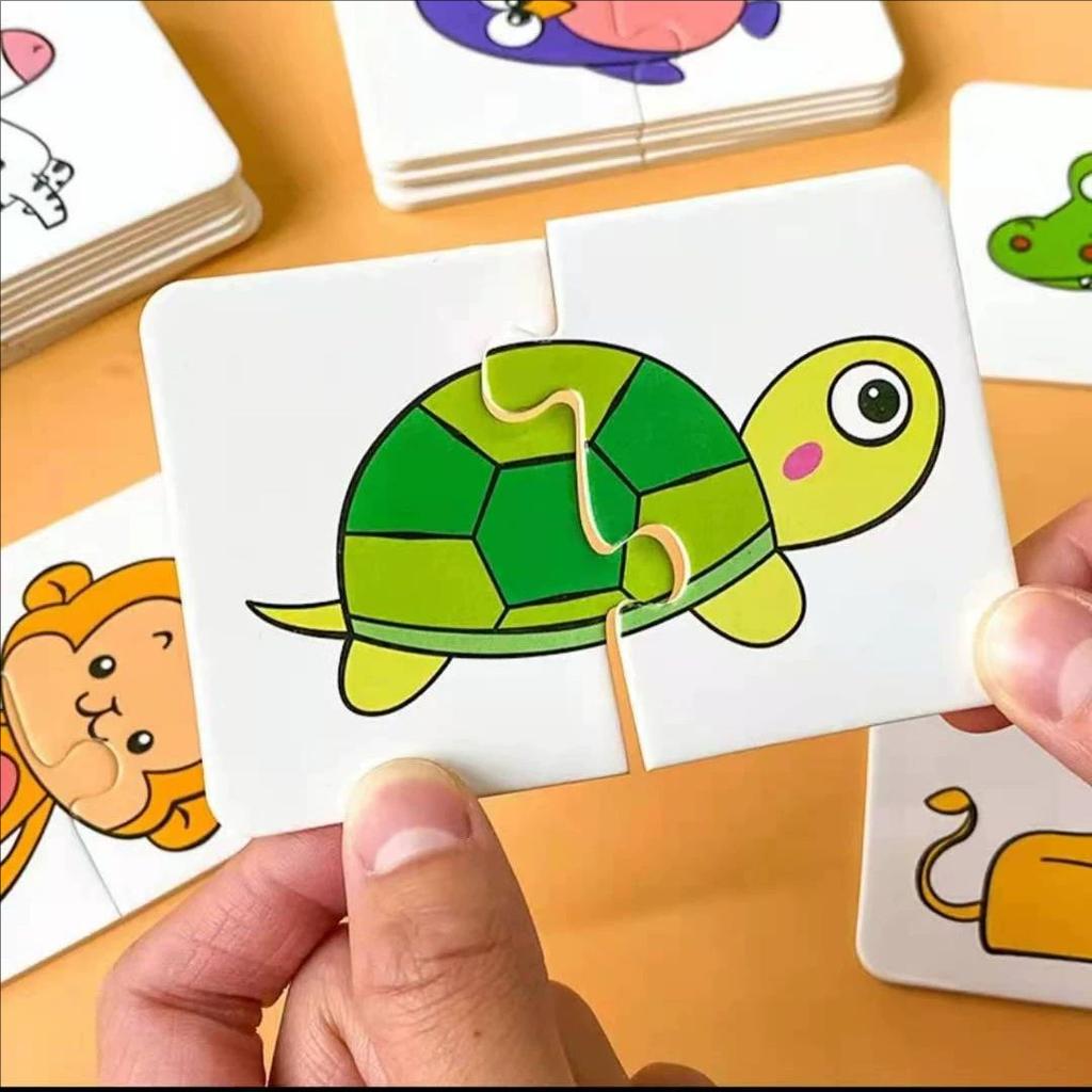 Montessori Toddler Puzzle Cards Toys For Kids Cognitive Fruit Animal Matching Puzzle Games Children Learning Educational Puzzle
