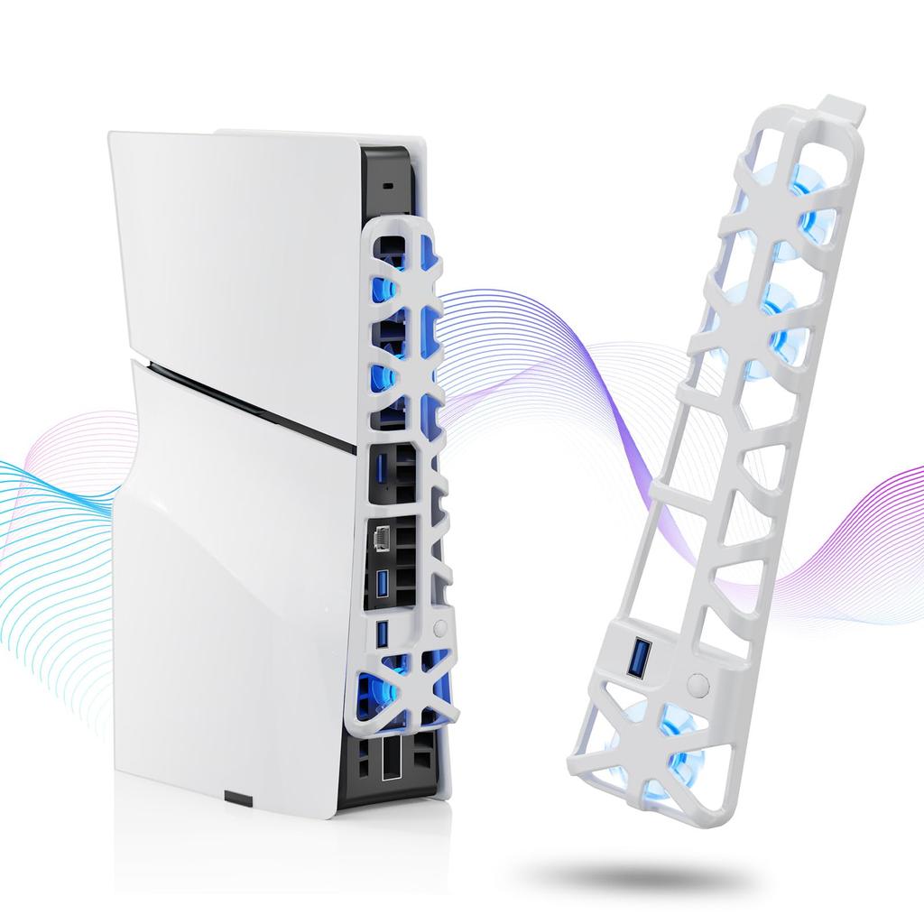 CHIPETTY Cooling Fan for PS5 Fan Thermal LED Ambient USB Low Rapid Heat Compatible with PlayStation 5 Slim Discs and Digital Compatible with New PS5