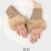 Mittens Fingerless Soft Stretch Gloves Faux Rabbit Hair Gloves Women Girls Winter Warm Gloves Warm Knitted Half-finger Glove