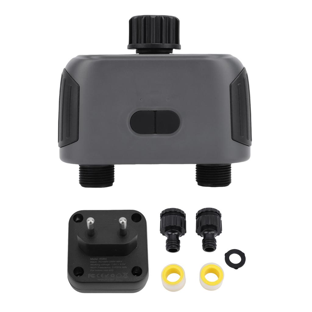 WiFi Irrigation Timer 2 Outlets Adjustable Watering Smart Water Valve Controller with Gateway