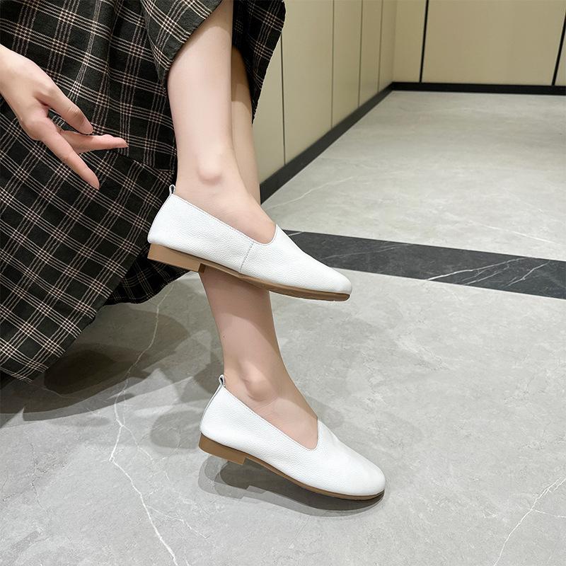 

Первый слой коровьей кожи новые лоферы одинарная обувь женская обувь на одном педале повседневная кожаная женская обувь на плоской подошве женская 40