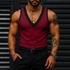 INCERUN Men V Neck Sleeveless Stitching Casual Slim Tank Tops Undershirts