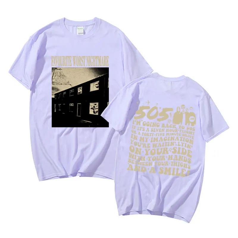 Vintage Favourite Worst Nightmare T Shirt Arctic Monkeys 505 Lyrics Print Tee Shirt for Men Women Hip Hop Punk Oversized T-shirt