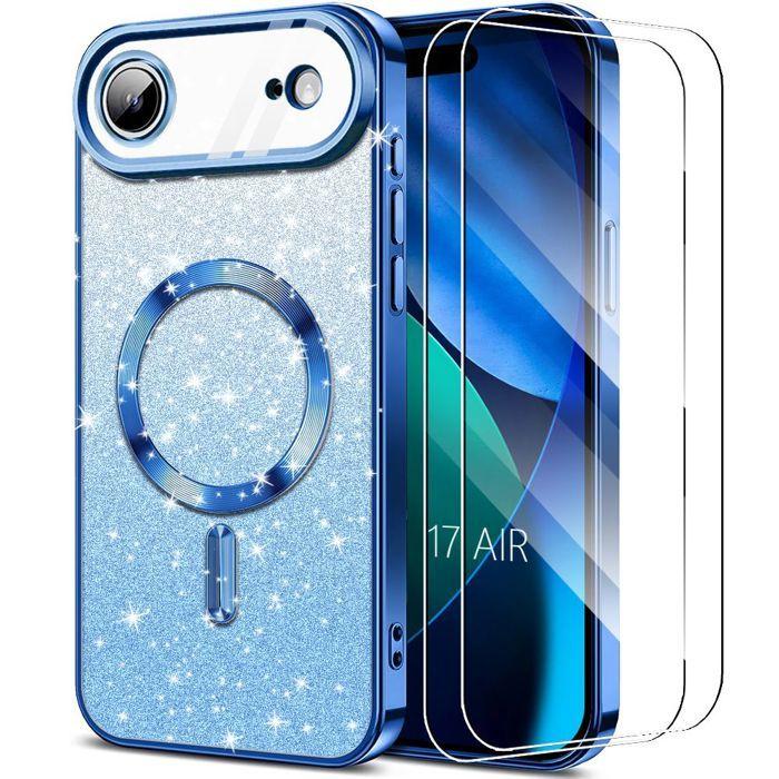 Coque de Protection - BOOLING - pour iPhone Air - avec Cercle Magnétique - Bleu - 2 Verres Trempés