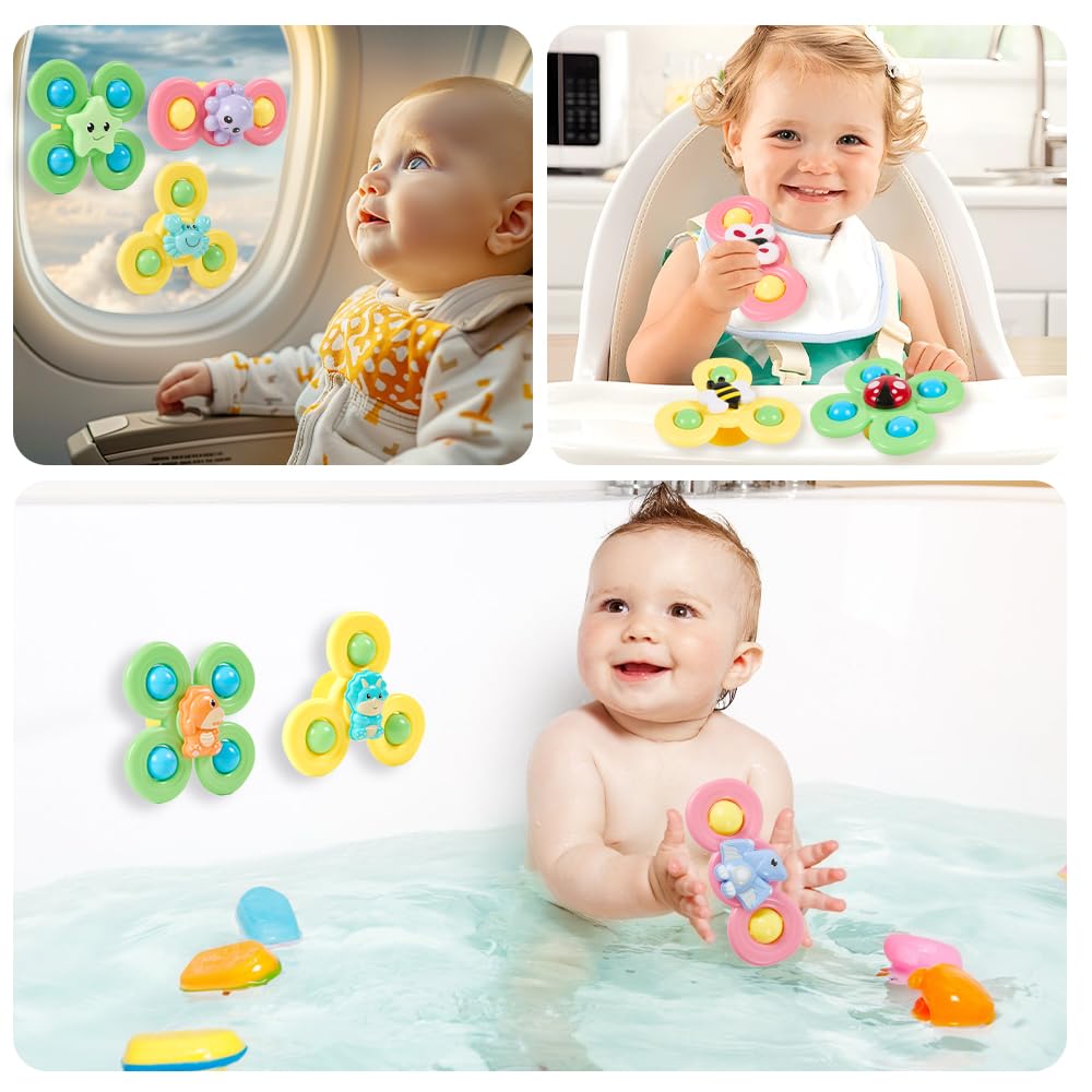Tailtango Suction Cup Spinner Toy for 1 Year Old Boys and Girls Spinning Top Baby Toy for Ages and 18 Months Birthday Gift for Year Old Boys Baby Bath
