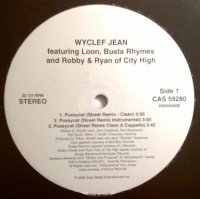12inch Record WYCLEF JEAN, LOON, BUSTA RHYMES & R - Pussycat CAS59280PROMO Columbia 2002 US Rap & Hip-Hop/R&B Used
