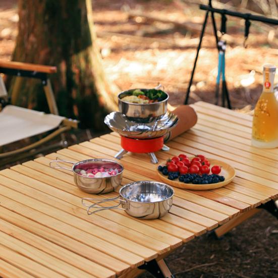 500/700ML Stainless Steel Folding Bowl Outdoor Camping Hiking Backpacking BBQ Picnic Travel Food Grade Collapsible Cooking Serving Bowl Dishware