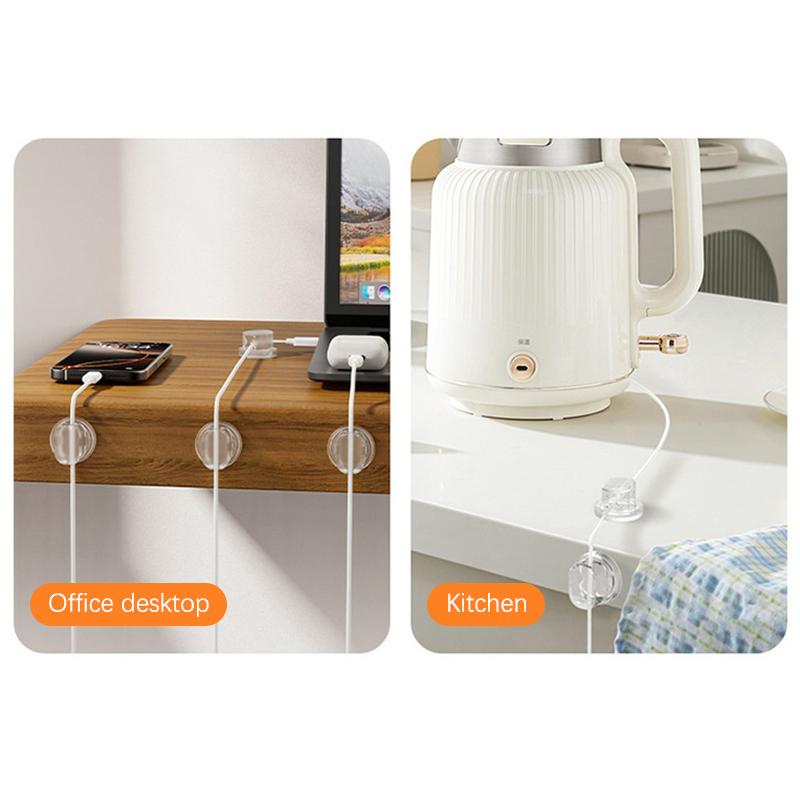 5Pcs Transparent Desktop Cable Organizer Holder Winder Clip Self-Adhesive Phone Data Cable Management Wire Cord For Home Office