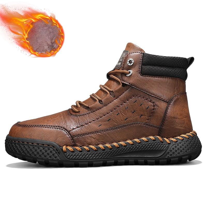 

Осінь/зима Чоловіче взуття в стилі ретро Чоловічі черевики з волов’яної шкіри, зручні мотоциклетні черевики, зимові черевики, чоловічі мокасини з натуральної шкіри 46 темно-коричневого кольору