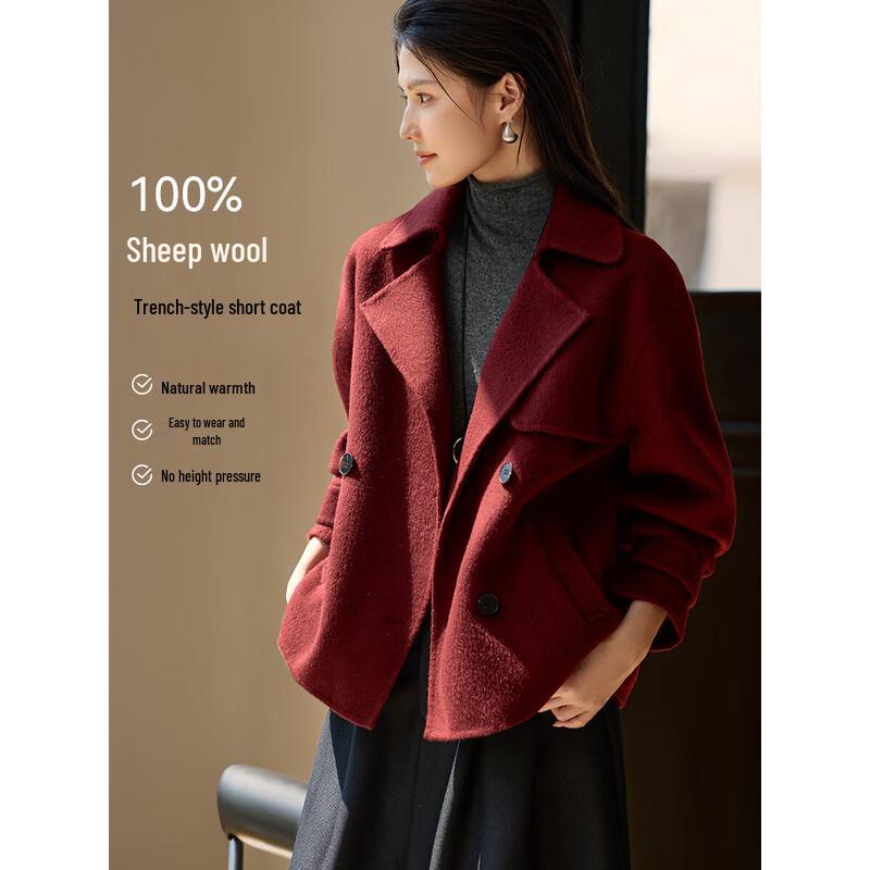 XWI Women's Wool Blend Short Trench Coat