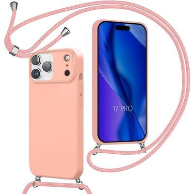 Case with Lanyard - BOOLING - for iPhone 17 Pro - Pink Anti-Scratch Liquid Silicone