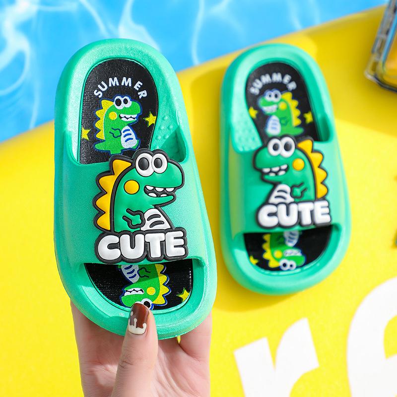 Soft Cartoon Cute Dinosaur Slippers Platform PVC Cartoon Animal Slippers Solid Anti Slip Children's Bathroom Sandals Girls