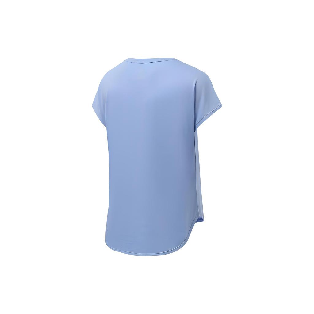 Li-Ning Training Series Fitness Series Solid Color Reflective Print Round Neck Short Sleeve T-Shirt Women Tops Snow-Purple Blue ATSR272-4