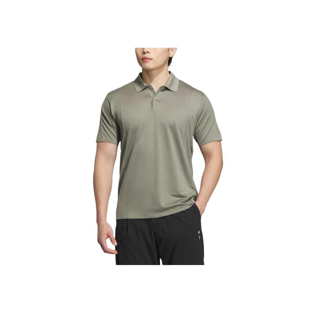 Adidas Pure Color Small Logo Pullover Sports Casual Short Sleeve Polo Shirt Men Tops Taupe JI8702