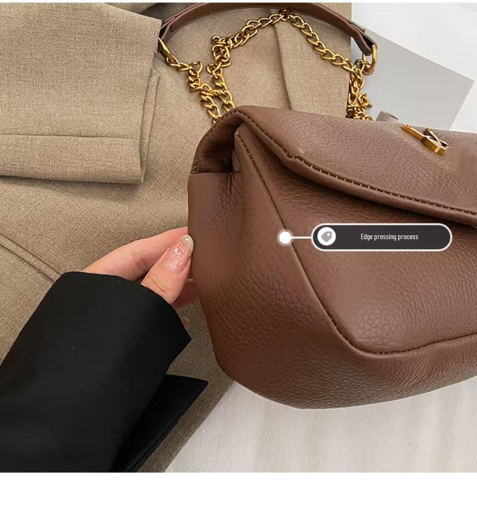 2025 Trendy Solid Color Texture Chain Shoulder Bag for Women