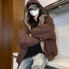 Y2K Winter Plush Cotton-Padded Jacket Unisex American High Street Hooded Jacket Thickened Couples Casual Coat