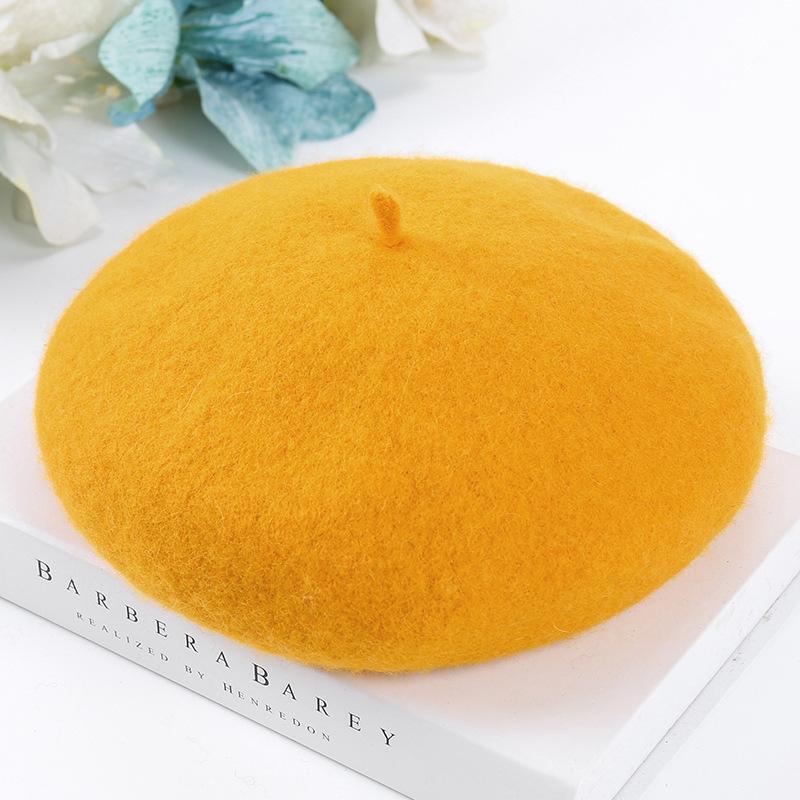 Autumn and Winter Women's Wool Woolen Beret Student Art Painter Hat Pumpkin Hat