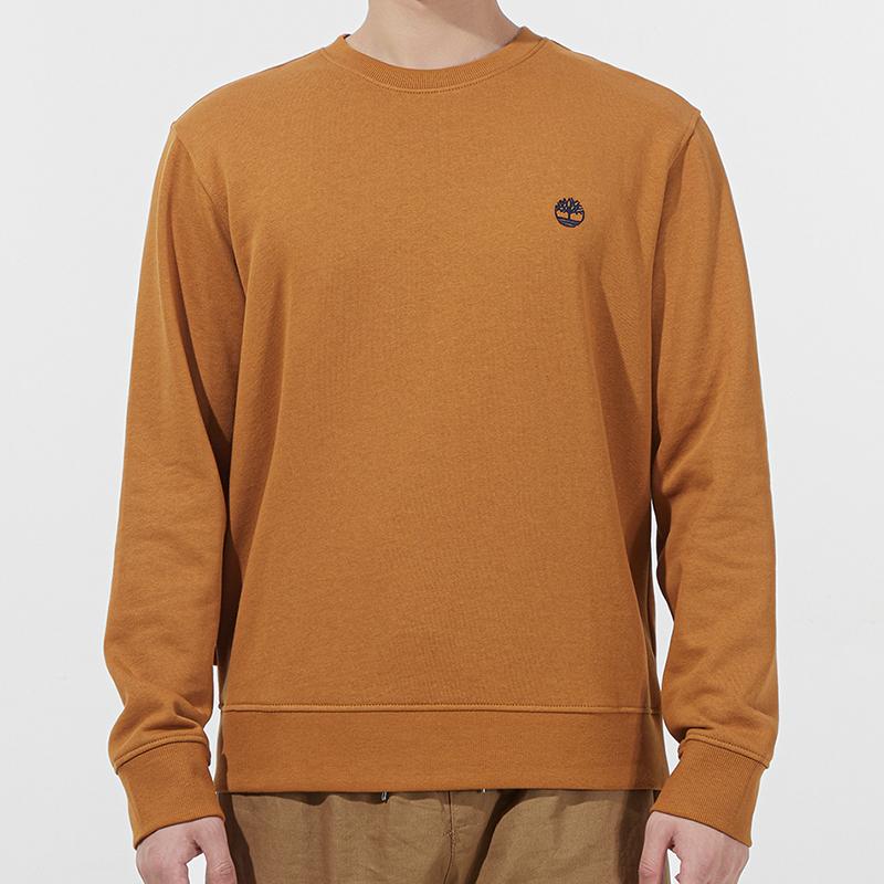 Timberland Logo Embroidered Solid Color Crew Neck Sweatshirt Men Sweatshirt Light-Brown A5SF8-P47