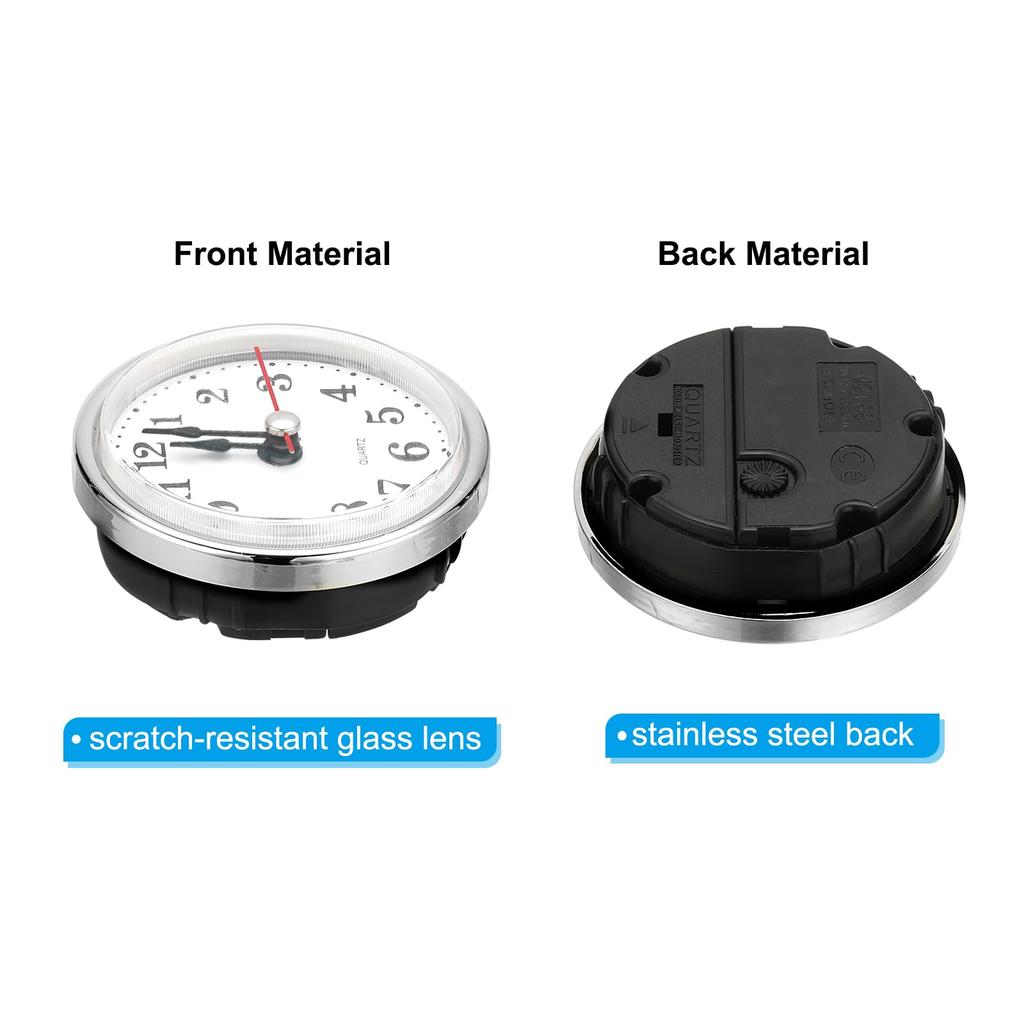 PATIKIL 65mm Quartz Watch Inserts, 2pcs, Miniature Round Quartz Movement, Mini Arabic Numeral Clock Inserts, Fits 55mm Diameter Hole, Silver Tone,