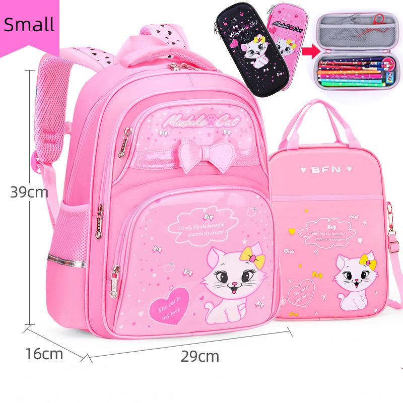 New PU Leather School Bag Korean Fashion Girls Backpack Cute Cat Orthopedic Waterproof Backpack