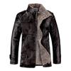 Large Size Leather Men's Jacket Autumn and Winter Lapel Fur Jacket Dad Leather Jacket