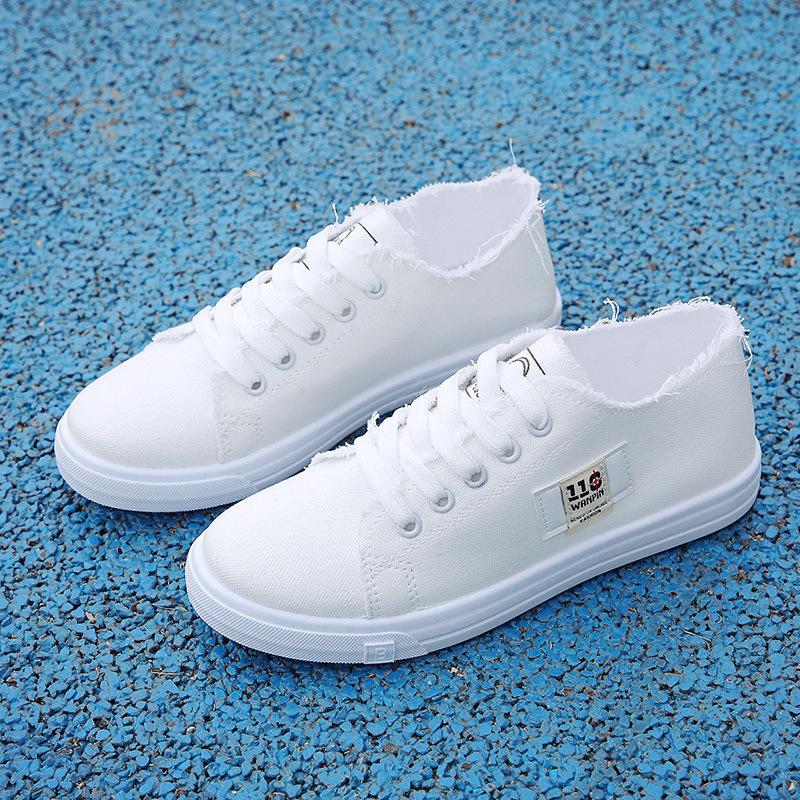 Fashion Large Size Canvas Shoes Women'S New Sports Style Harajuku Lace-Up Round Head Casual Sports Shoes