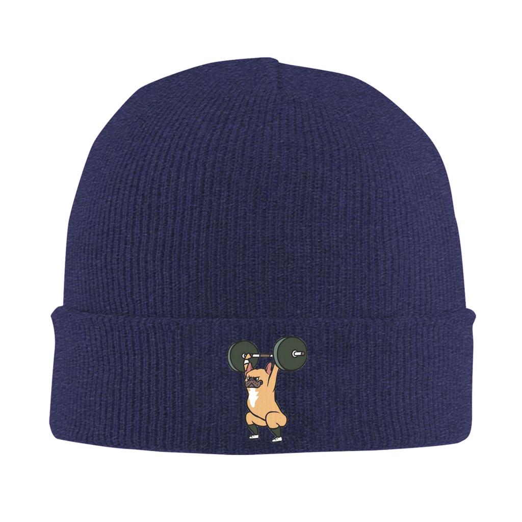 The snatch weightlifting French Bulldog Warm Knitted Cap Winter Knit Bonnet Hat Skullies Beanies Hip Hop Caps for Unisex