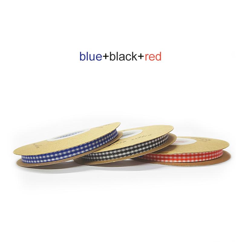 8 Rolls Plaid Ribbon Grid Ribbon Checked Polyester Ribbon 3/8" Fabric Ribbon Roll for Hair Accessories Craft Christmas Gift Wrap