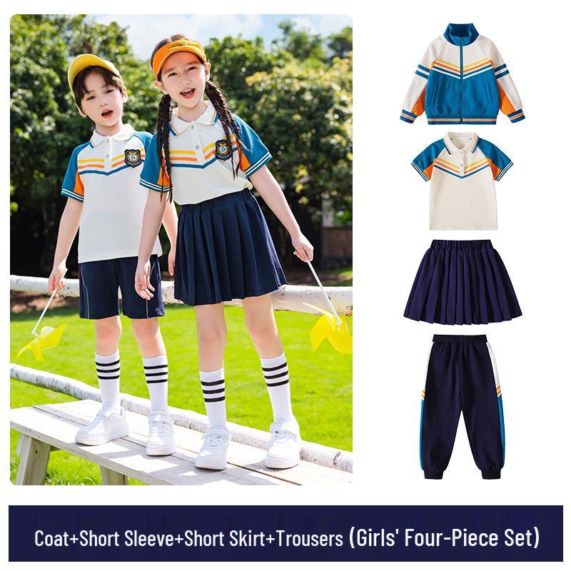 First-Grade Spring & Autumn School Uniform Set: Kindergarten Sportswear, Three-Piece