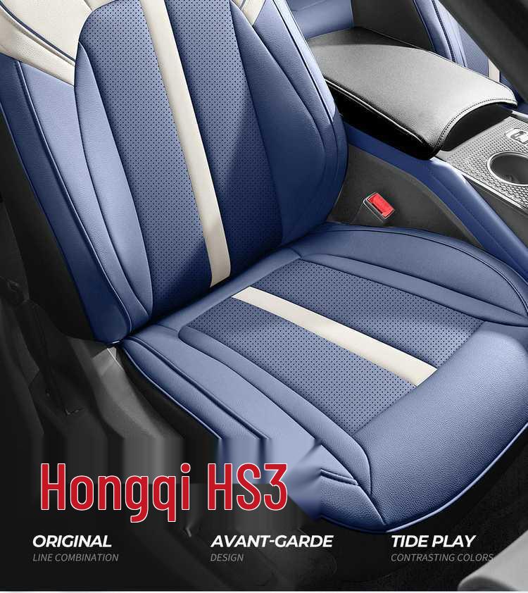 Red Flag HS3 Universal Leather Car Seat Cover: Breathable, Perforated, Four-Season Full Coverage Cushion