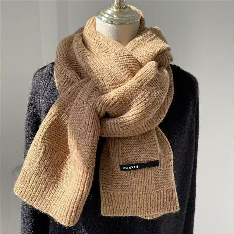 

Минималистичный вязаный шарф в корейском стиле однотонный зеленый для пары осень зима литературный теплый из искусственного кашемира длинный обертывание для шеи One Size хаки