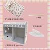Mini Doll Furniture Bedroom Children Play House Double Bed Wooden Fabric Bed OB11 BJD Doll