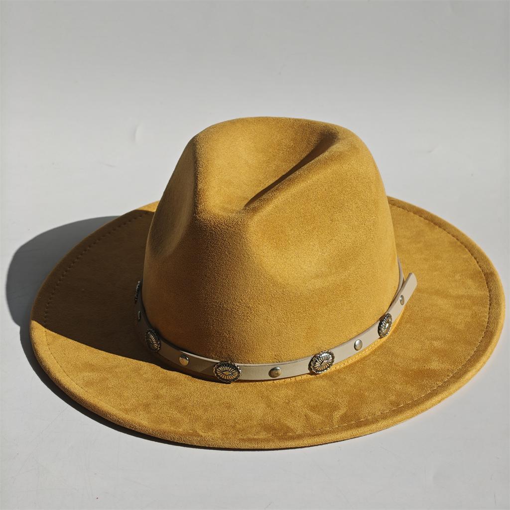 Military Green Suede Hats For Women Hats For Men Cowboy Hat Caps Western Cowboy Belt Bands Fedoras Chapeau Feutre Homme