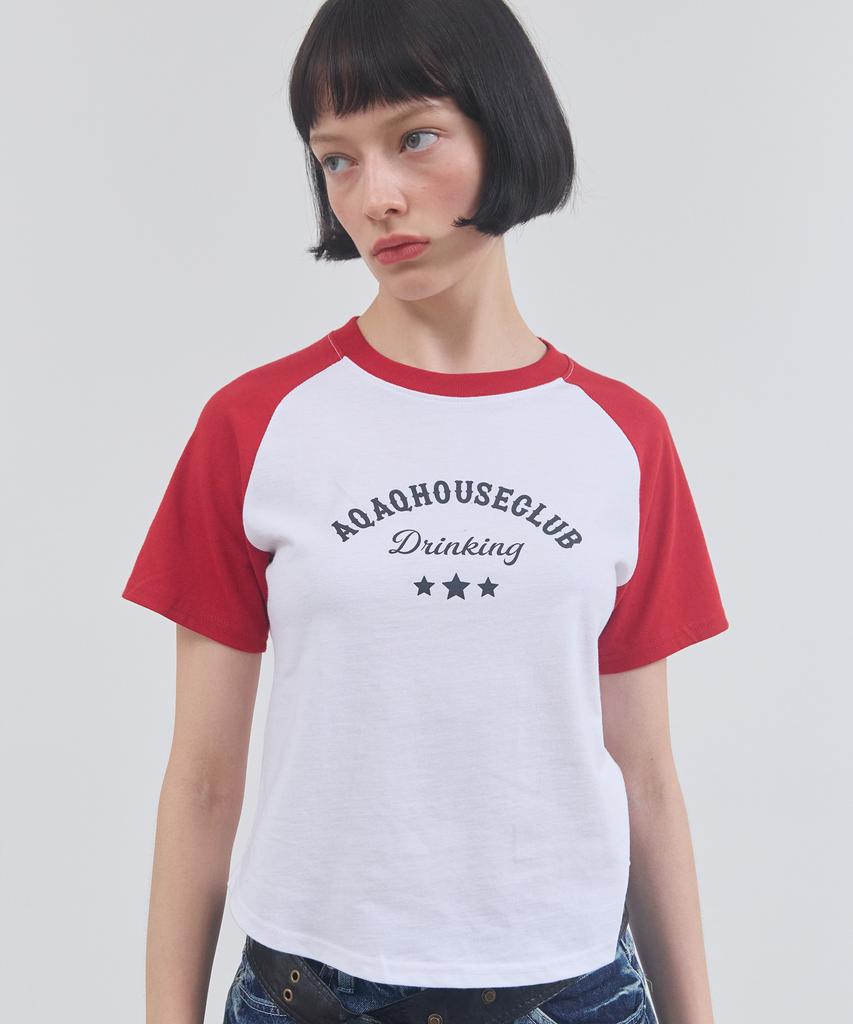 Eikyueikyuhauseukeulleob Color Mix House Raglan T-Shirt [Red]