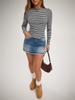 Women's Slim Fit Casual Striped Long-Sleeve Autumn Base Layer Top