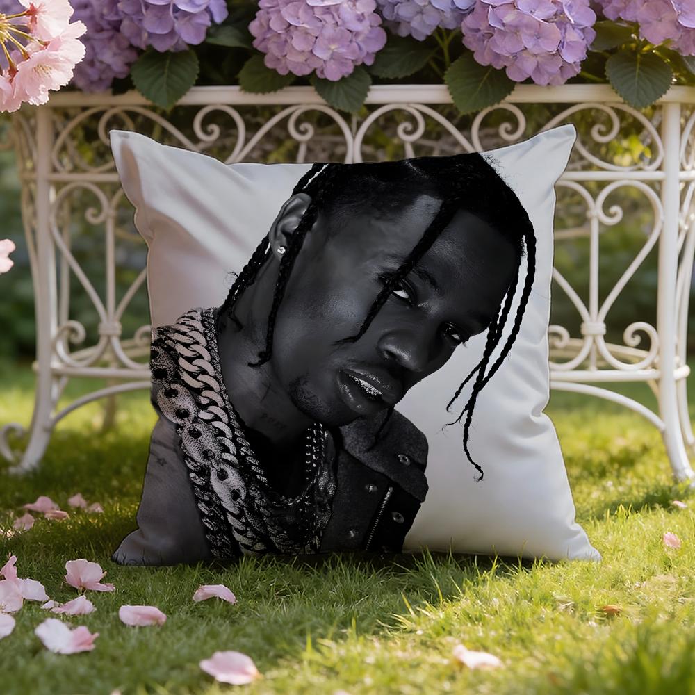 Rapper T-Travis Scott Cushion Cover Home & Car Dual-Scene Pillow Cover: Reversible for Premium Comfort