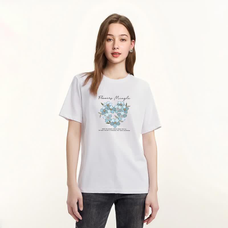 FivePlus Women's Pure Cotton Printed Round Neck T-shirt