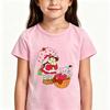 Camiseta Infantil 100% Algodón Tarta de Fresa Estampado Retro Camisetas Lindas Manga Corta Casual Cuello Redondo Camiseta Anime para Niños Camiseta Gráfica Tops de Verano