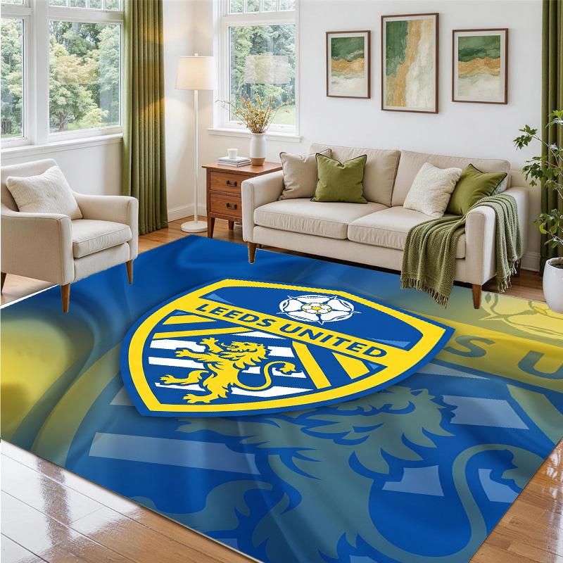 Leeds United Design Crystal Velvet Rug Soft Decorative Mat for Bedroom Entrance