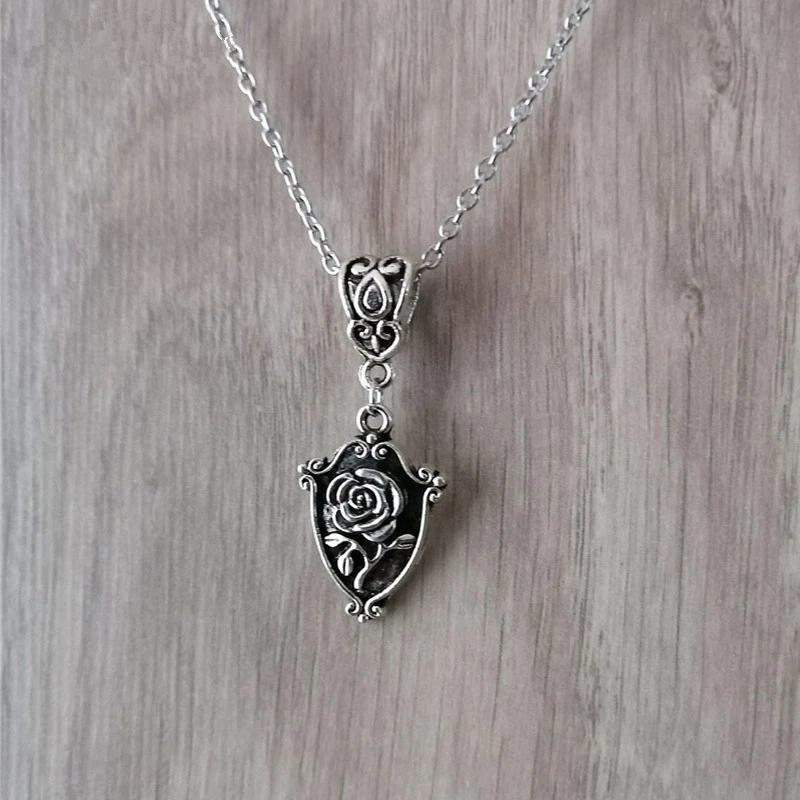 

Vintage Gothic Rose Necklace Shield Pendant Victorian Jewelry Birthday Gift for Women Gothic Style Lovers