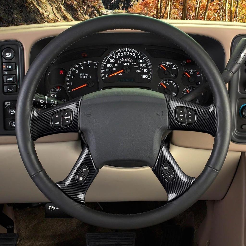 4PCS Car Trim Cover Carbon Style ABS Decal Sticker Compatible With Chevy Silverado Suburban Tahoe Avalanche Express GMC Sierra Yukon Savana 2003-2006