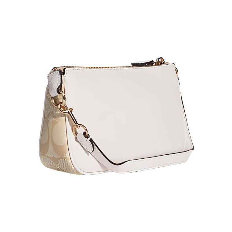 Coach Nolita 19 Classic Floral Decor Zip Closure Leather Detail Clutch Small Women Clutch White C9924-IMOTV