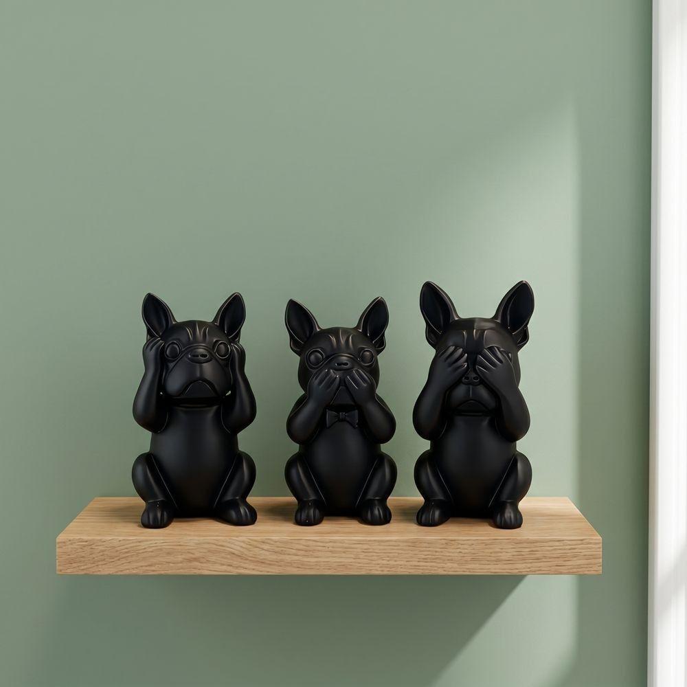 3pcs Decorations Intelligent Dogs Statue Animal Crafts Small Dog Sculpture Living Room Shelves