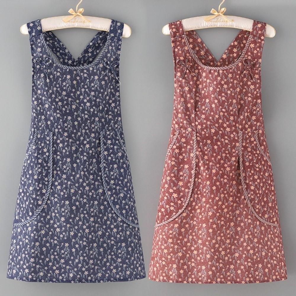 Oil-Resistant Cotton Canvas Apron Breathable Fabric Bib Apron with Pockets  For Women