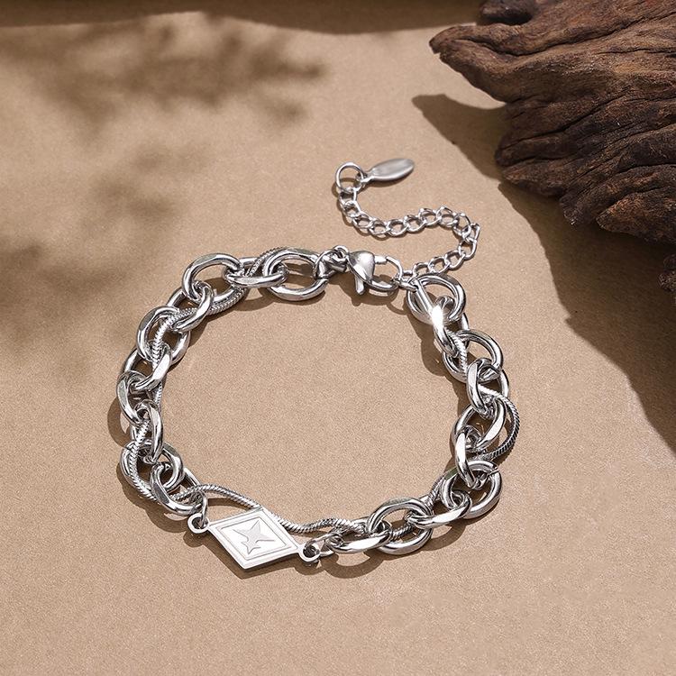 Trendy Titanium Steel Double-Layer Chain Bracelet - Sweet, Cool, Adjustable, Niche Design Jewelry for Her