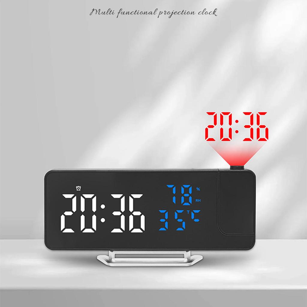 Digital Projection Clocks 270 Rotatable Projector LED Display Household Desktop Clock With Temperature & Humidity Display For