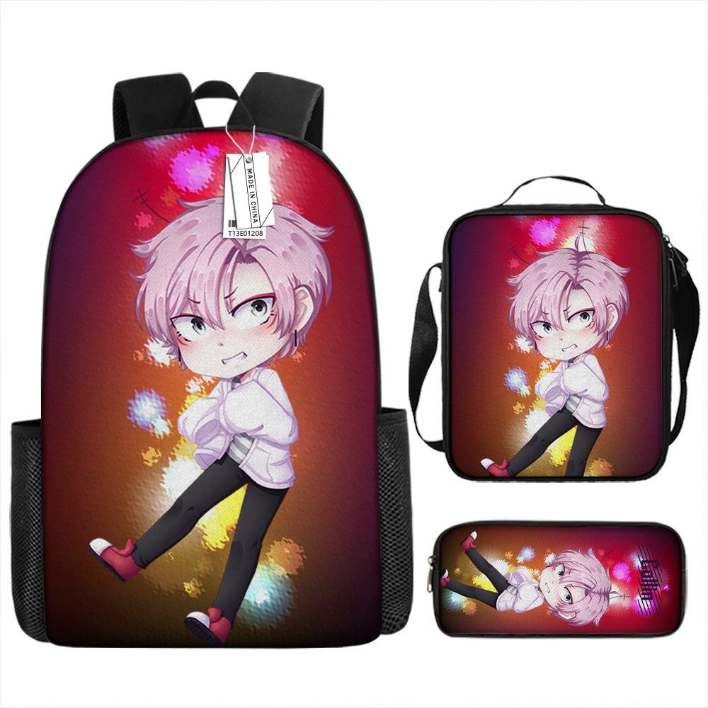 Classique Populaire Amusant Nouveauté Mignon Gacha Impression 3D Set de 3 pièces Sacs d'école pour élèves Sac à dos pour ordinateur portable Sac à dos Sac à lunch Trousse