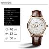 LOBINNI Men's Automatic Watch, Stainless Steel, 50m Waterproof, Mechanical Watch, Sapphire Mirror, Leather Band, Week/Date Display (Men's
